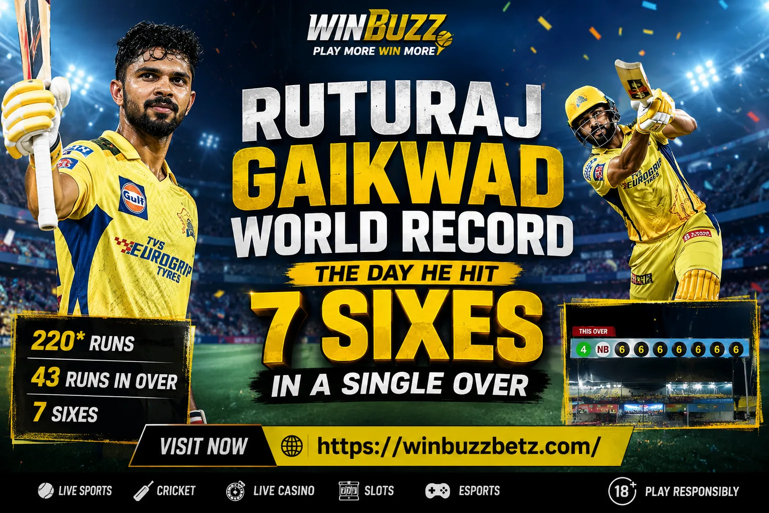 Ruturaj Gaikwad World Record: The Incredible Day He Smashed 7 Sixes in a Single Over